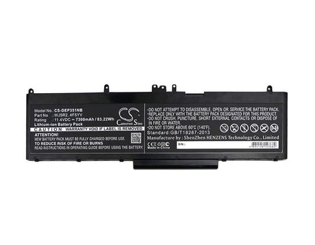 Battery For Dell, Precision 3510, Precision 3510 Workstation 11.4v, 7300mah - 83.22wh Notebook, Laptop Cameron Sino Technology Limited   