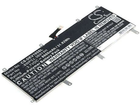3.7V, Li-Polymer, 8600mAh, Tablet battery fits Dell, 069y4h, Venue 10 5000, Venue 10 5050, 31.82Wh Tablet Cameron Sino Technology Limited