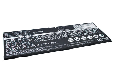 7.4V, Li-Polymer, 4300mAh, Tablet battery fits Dell, 0t8nh4, T06g, Venue 11 Pro 32, 31.82Wh Tablet Cameron Sino Technology Limited