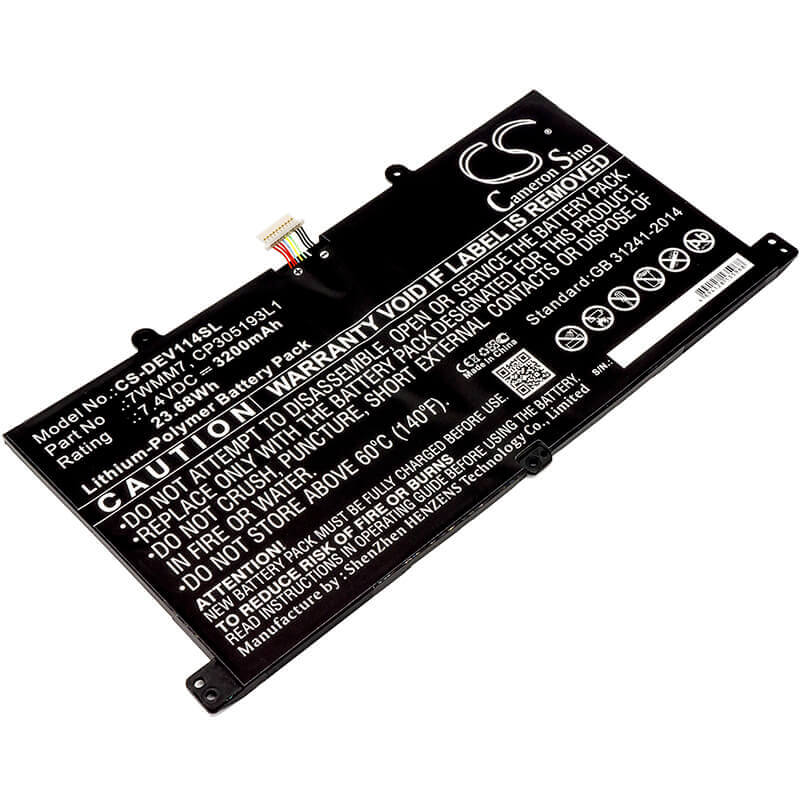 7.4V, Li-Polymer, 3200mAh, Tablet battery fits Dell, 7wmm7, Cfc6c, D1r74, 23.68Wh Tablet Cameron Sino Technology Limited