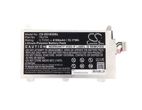 3.7V, Li-Polymer, 4100mAh, Tablet battery fits Dell, 7kjth, Venue 8 Pro (3845) Tablet, Venue 8 Pro 3845, 15.17Wh Tablet Cameron Sino Technology Limited