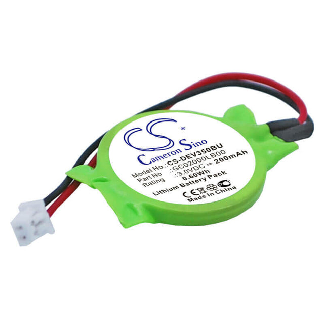 3.0V, Lithium, 200mAh, CMOS / BackUp battery fits Getac, Dell, Gc02000lb00, W130, 0.60Wh CMOS / BackUp Cameron Sino Technology Limited