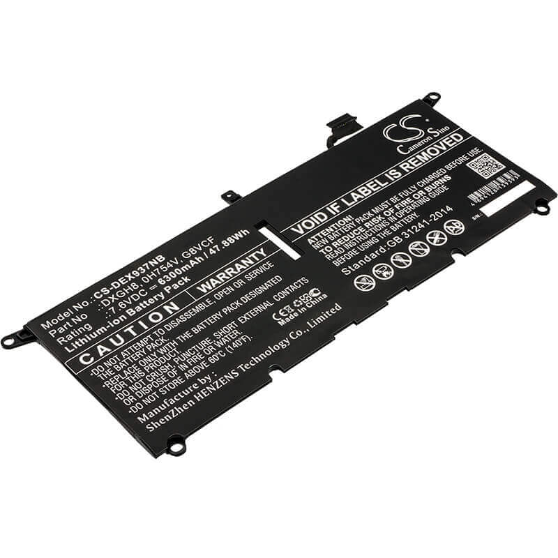 Notebook Battery For Dell, Xps 13 2018, Xps 13 9370, Xps 13 9370 Fhd I5 7.6v, 6300mah - 47.88wh Notebook, Laptop Cameron Sino Technology Limited