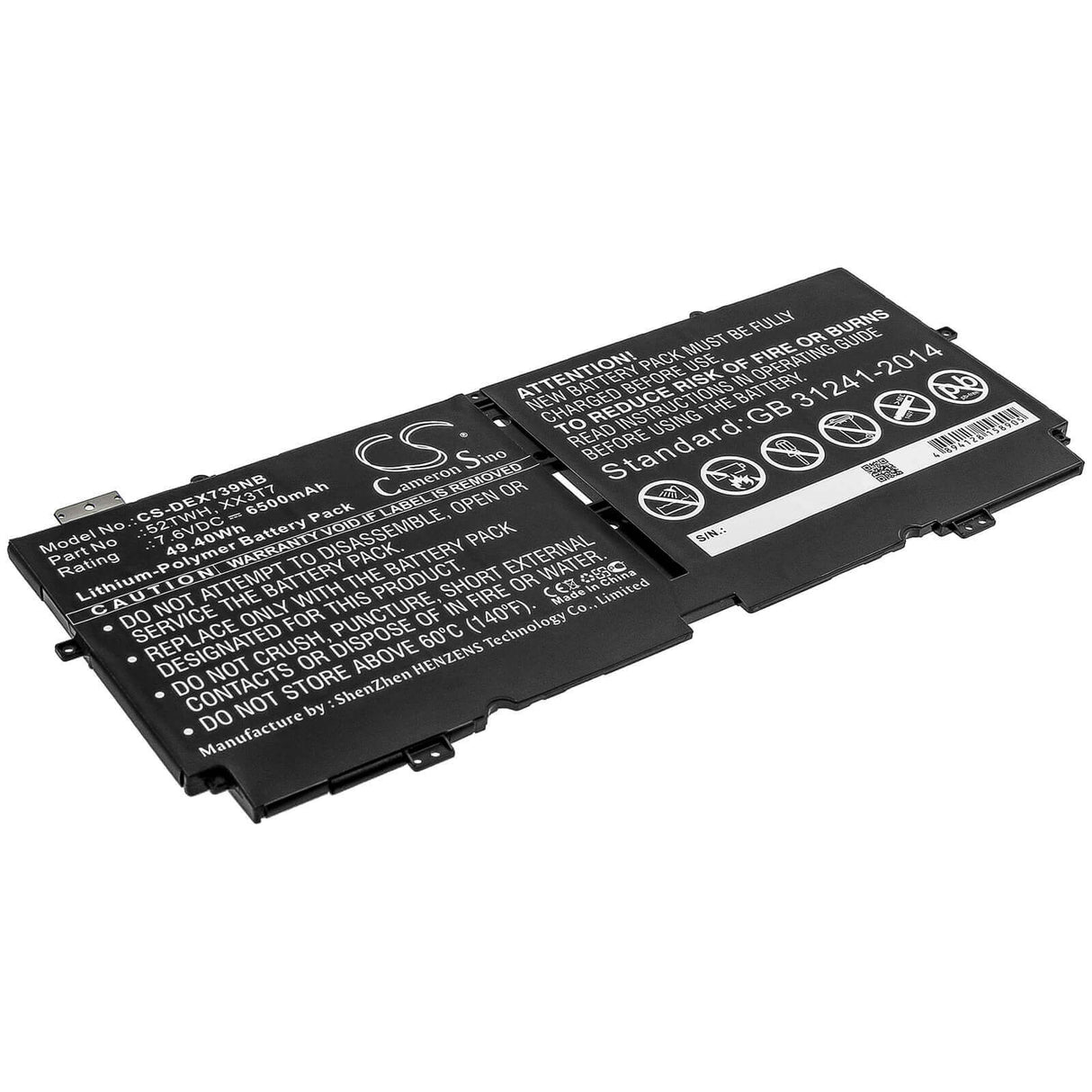 Battery For Dell, Xps 13 7390 7.6v, 6500mah - 49.40wh Notebook, Laptop Cameron Sino Technology Limited   