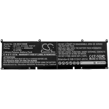 Notebook Battery For Dell, Xps 15 9500, Xps 15-9500-r1505s, 11.4v, 4550mah - 51.87wh Notebook, Laptop Cameron Sino Technology Limited