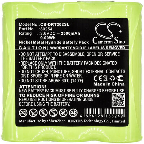 3.6V, Ni-MH, 2500mAh, Equipment battery fits Teletronik, Deviser, 30254, DS2002, Ds2002h, 9Wh Equipment, Survey, Test Cameron Sino Technology Limited