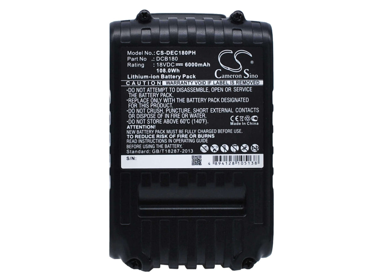 18.0V, Li-ion, 6000mAh, Power Tools battery fits Dewalt, Dcb102, 120v Max, 12v Max Li-ion, 108Wh Power Tools Cameron Sino Technology Limited (Dangerous Goods)
