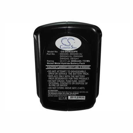 24.0V, Ni-MH, 3000mAh, Power Tools battery fits Dewalt, De0240, Dc222ka, Dc222kb, 72Wh Power Tools Cameron Sino Technology Limited (Power Tools)