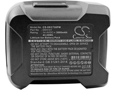 14.4V, Li-ion, 3000mAh, Power Tools battery fits Wurth, Dewalt, De9141, Dc528 (flash Light), Dc528n, 43.2Wh Power Tools Cameron Sino Technology Limited (Power Tools)