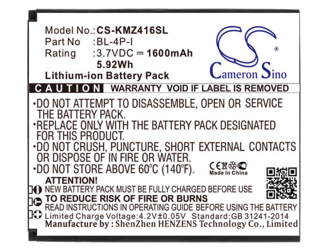 3.7V, Li-ion, 1600mAh, SmartPhone battery fits Dexp, Kruger&matz, Bp-4c-i, Ixion X Lte 4.5, 5.92Wh Mobile, SmartPhone Cameron Sino Technology Limited (Smartphone)