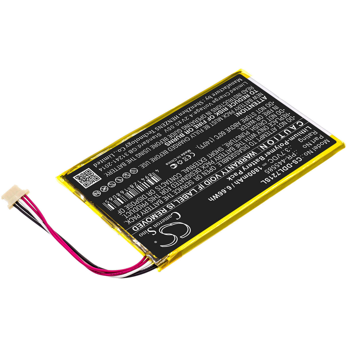 3.7V, Li-Polymer, 1800mAh, Tablet battery fits Digiland, Pr-445585, Dl7006, Kb 7", 6.66Wh Tablet Cameron Sino Technology Limited