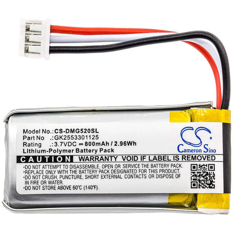 3.7V, Li-Polymer, 800mAh, GPS battery fits Digital Matter, Gk2553301125, G52 Solar, G52s, 2.96Wh GPS, Navigator Cameron Sino Technology Limited