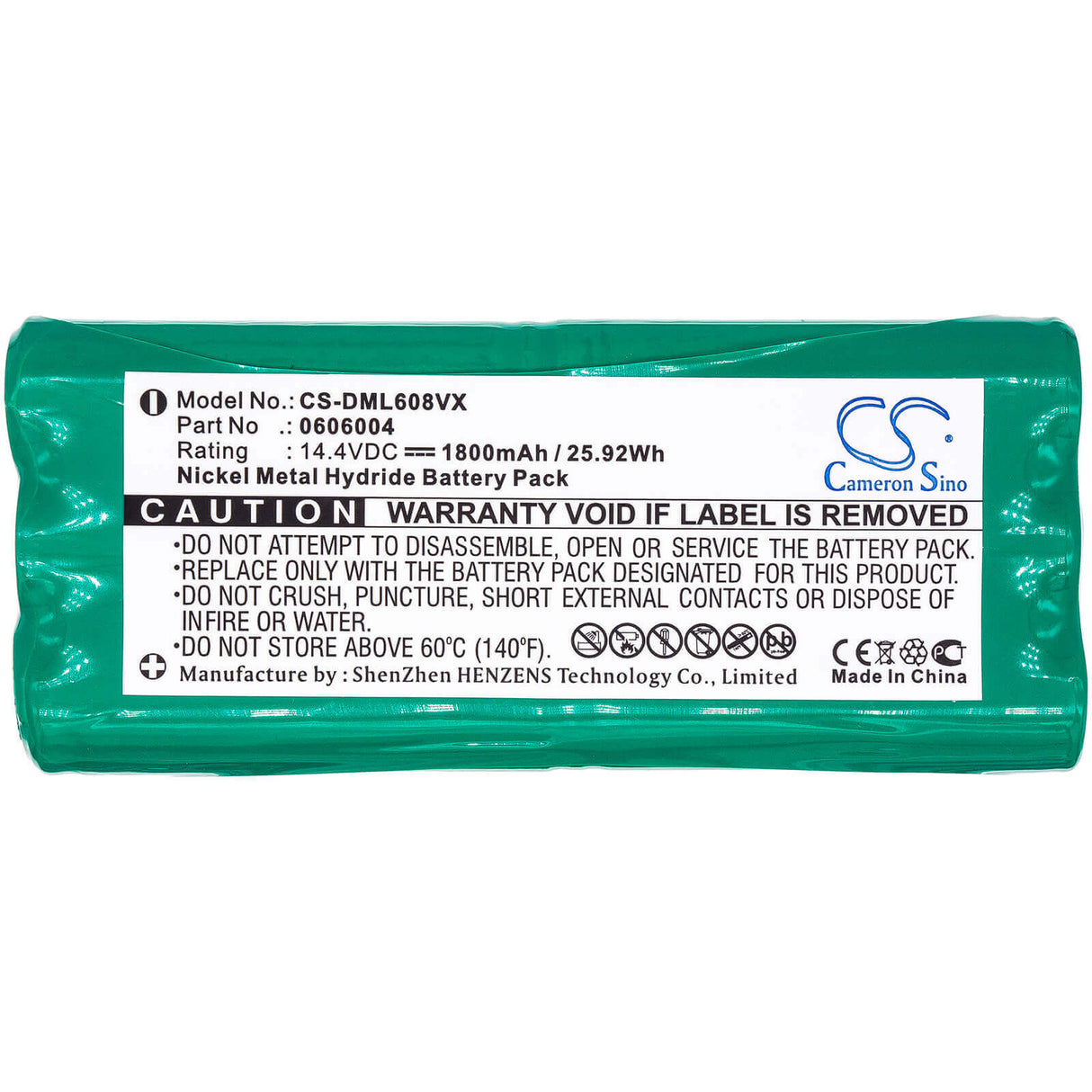 14.4V, Ni-MH, 1800mAh, Vacuum battery fits Sichler, Midea, Pilot, 25.92Wh Vacuum Cameron Sino Technology Limited