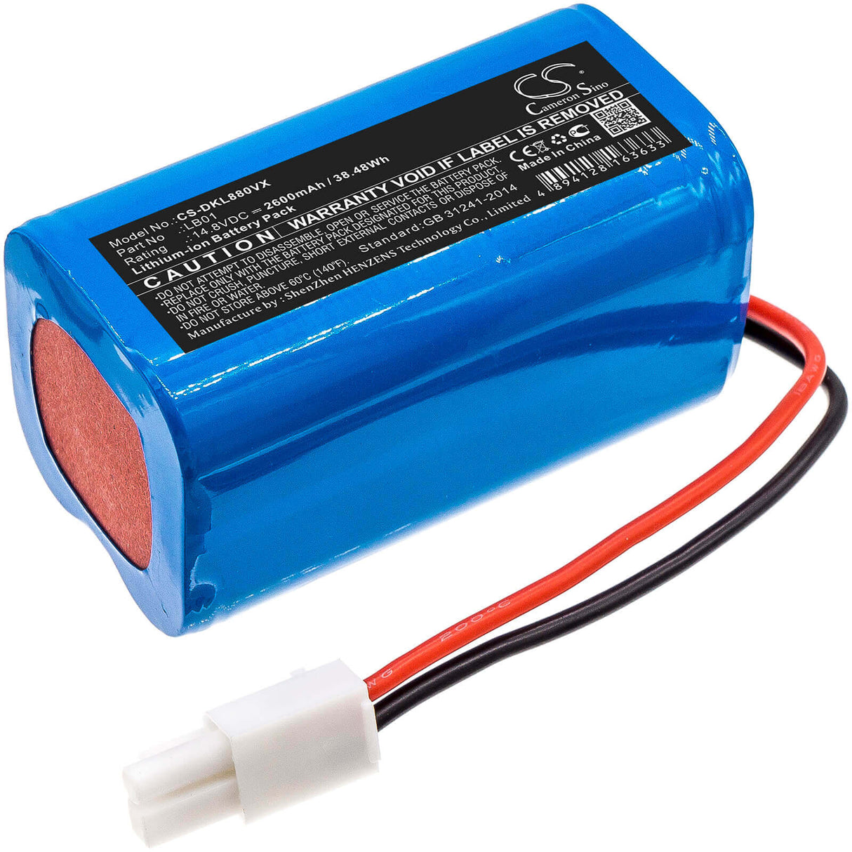 14.8V, Li-ion, 2600mAh, Vacuum battery fits Donkey, Dl880, 38.48Wh Vacuum Cameron Sino Technology Limited