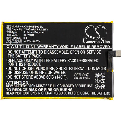 3.8V, Li-Polymer, 2400mAh, SmartPhone battery fits Doogee, F5, 9.12Wh Mobile, SmartPhone Cameron Sino Technology Limited (Smartphone)