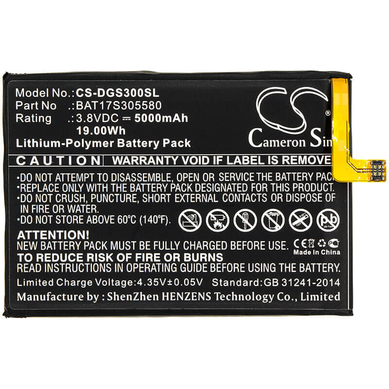 3.8V, Li-Polymer, 5000mAh, SmartPhone battery fits Doogee, Bat17s305580, S30, 19Wh Mobile, SmartPhone Cameron Sino Technology Limited (Smartphone)