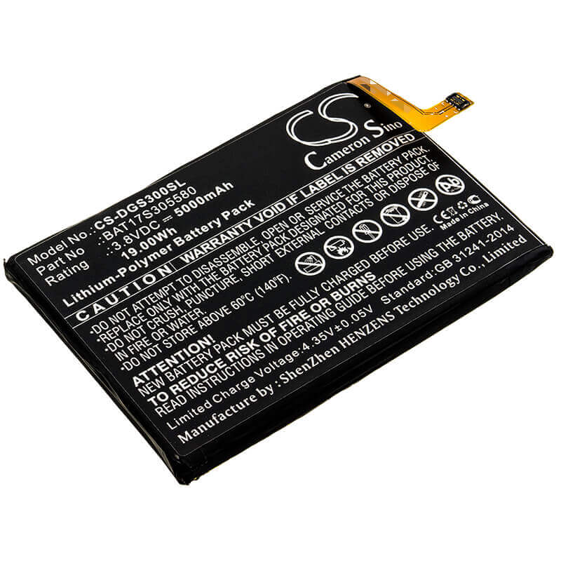 3.8V, Li-Polymer, 5000mAh, SmartPhone battery fits Doogee, Bat17s305580, S30, 19Wh Mobile, SmartPhone Cameron Sino Technology Limited (Smartphone)
