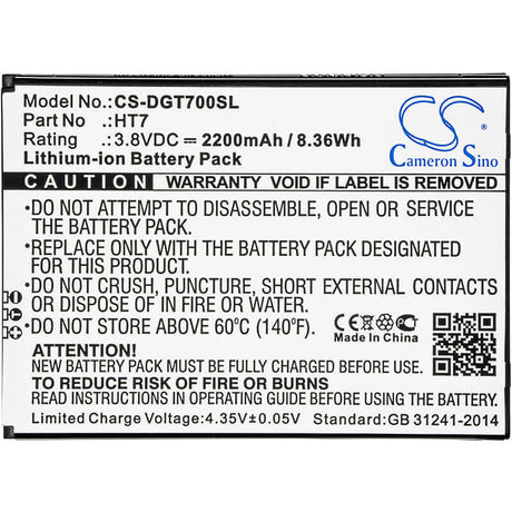 3.8V, Li-ion, 2200mAh, SmartPhone battery fits Doogee, Ht7, Homtom Ht7, T7, 8.36Wh Mobile, SmartPhone Cameron Sino Technology Limited (Smartphone)