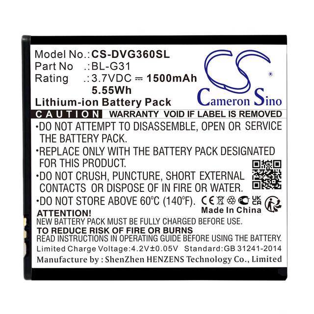 Battery For Doov, D360, D50, D910 3.7v, 1500mah - 5.55wh Batteries for Electronics Cameron Sino Technology Limited (Suspended)