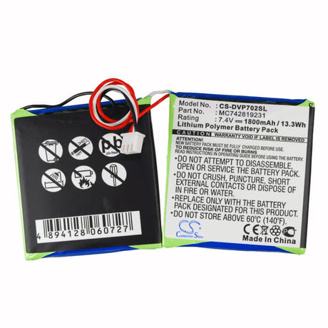 7.4V, Li-Polymer, 1800mAh, DVD Player battery fits Dual, Mc742819231, Dvd-p702, 13.32Wh DVD Player Cameron Sino Technology Limited