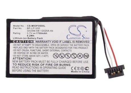 3.7V, Li-ion, 1700mAh, GPS battery fits Mitac, Medion, Navigon, Navman, 541380530005, Md95157, Md95243, 6.29Wh GPS, Navigator Cameron Sino Technology Limited