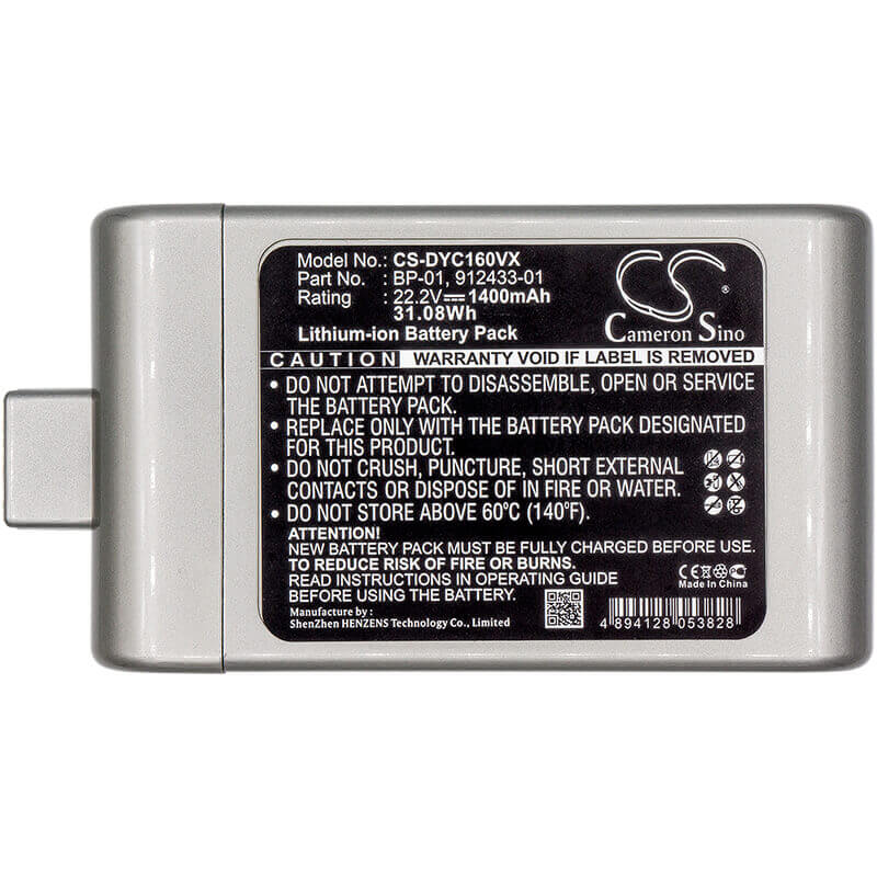 22.2V, Li-ion, 1400mAh, Vacuum battery fits Dyson, D12 Cordless Vacuum, Dc16, Dc-16, 31.08Wh Vacuum Cameron Sino Technology Limited