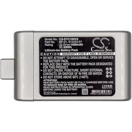 22.2V, Li-ion, 1400mAh, Vacuum battery fits Dyson, D12 Cordless Vacuum, Dc16, Dc-16, 31.08Wh Vacuum Cameron Sino Technology Limited