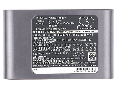 22.2V, Li-ion, 1500mAh, Vacuum battery fits Dyson, Dc30, Dc31, Dc31 Animalpro, 33.30Wh Vacuum Cameron Sino Technology Limited