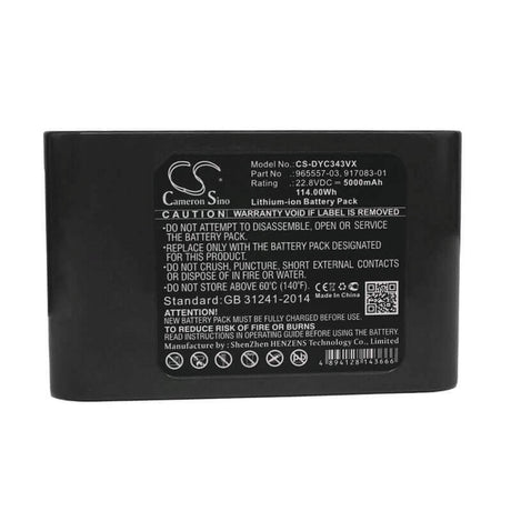 22.8V, Li-ion, 5000mAh, Vacuum battery fits Dyson, Dc31 Animal, Dc34, Dc34 Animal, 114.00Wh Vacuum Cameron Sino Technology Limited (Dangerous Goods)