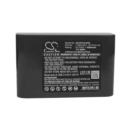 22.2V, Li-ion, 5000mAh, Vacuum battery fits Dyson, Dc31, Dc31 Animal, Dc34, 111.00Wh Vacuum Cameron Sino Technology Limited (Dangerous Goods)