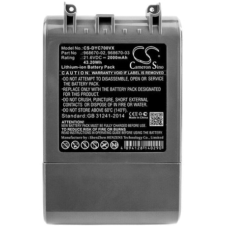 Battery For Dyson, Sv11, V7, V7 Motorhead Pro 21.6v, 2000mah - 48.84wh Vacuum Cameron Sino Technology Limited   
