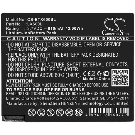 3.7V, Li-ion, 810mAh, Headset battery fits Eartec, Lx600li, Hub, Hub Systems, 3Wh Wireless Headset Cameron Sino Technology Limited