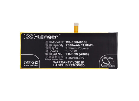 3.8V, Li-Polymer, 2600mAh, SmartPhone battery fits Ebest, Eb-dcn (a860), U5483, 9.88Wh Mobile, SmartPhone Cameron Sino Technology Limited (Suspended)