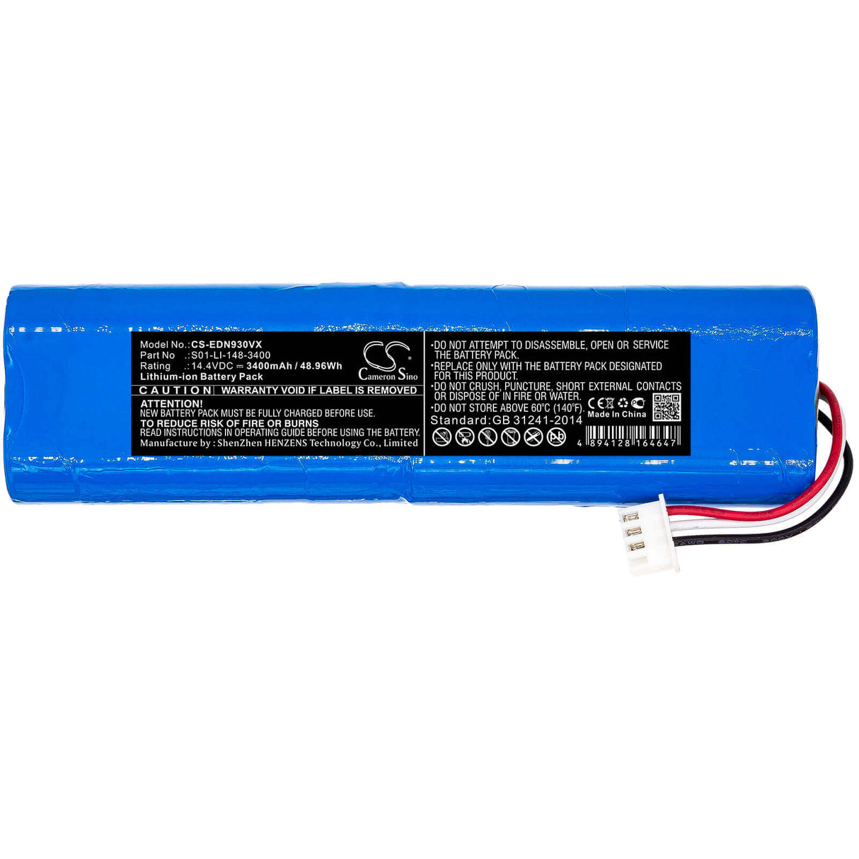 14.4V, Li-ion, 3400mAh, Vacuum battery fits Ecovacs, Deebot Dg31, Deebot Dg36, Deebot Dg70, 48.96Wh Vacuum Cameron Sino Technology Limited