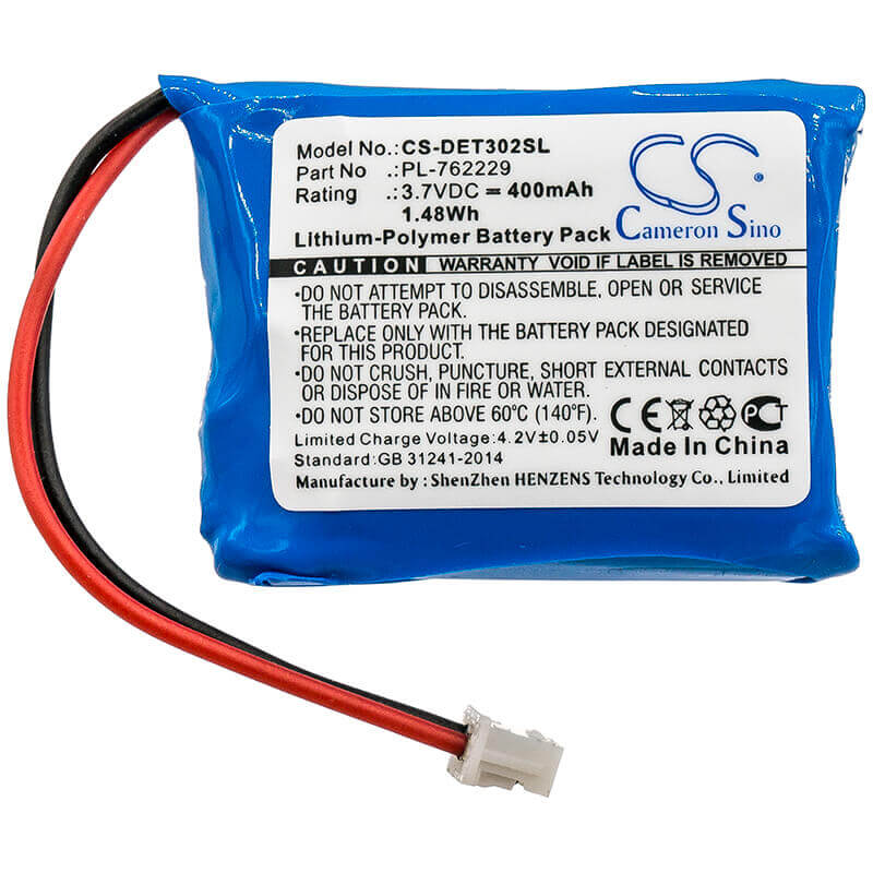 3.7V, Li-Polymer, 400mAh, Dog Collar battery fits Educator, Pl-762229, Et-300-l, Et-300 receiver, 1.48Wh Dog Collar Cameron Sino Technology Limited