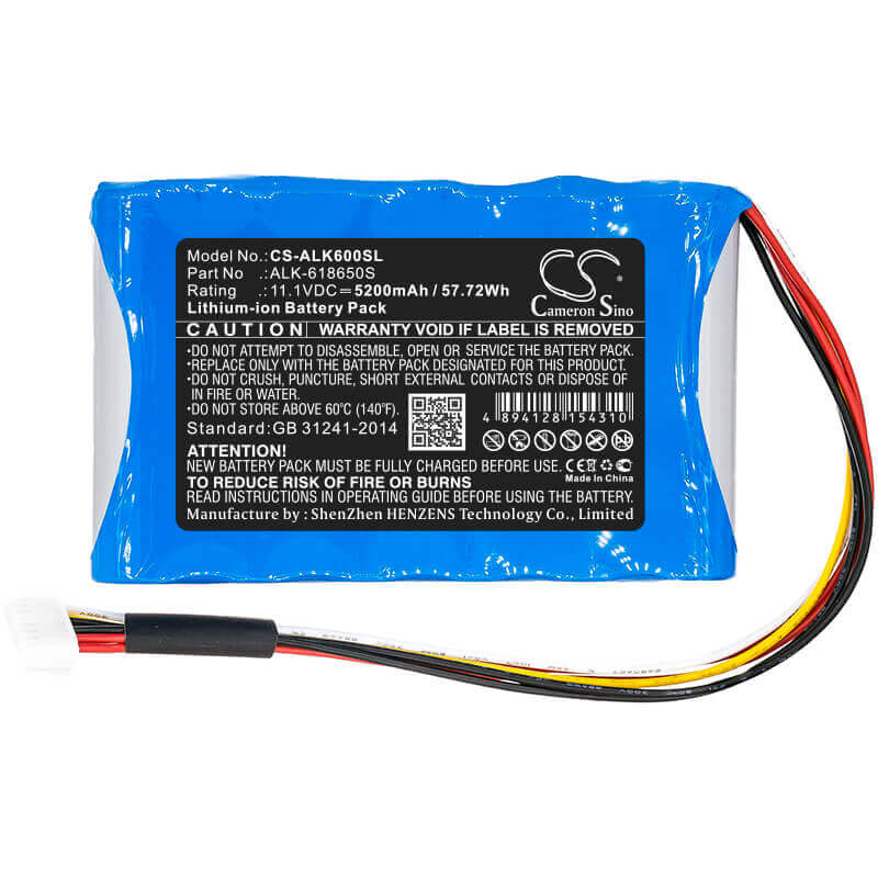 11.1V, Li-ion, 5200mAh, Equipment battery fits Eloik, Alk-618650s, BY-A6, By-a6s, 57.72Wh Equipment, Survey, Test Cameron Sino Technology Limited