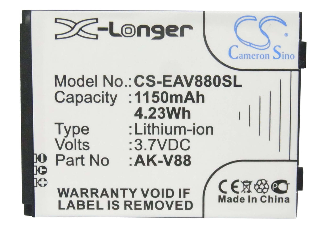 3.7V, Li-ion, 1150mAh, SmartPhone battery fits Emporia, Ak-v88, Connect, V88, 4.26Wh Mobile, SmartPhone Cameron Sino Technology Limited (Smartphone)