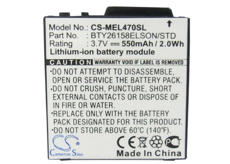 3.7V, Li-ion, 550mAh, SmartPhone battery fits Emporia, Bty26158elson/std, Elson El380, Elson El399, 2.04Wh Mobile, SmartPhone Cameron Sino Technology Limited (Smartphone)