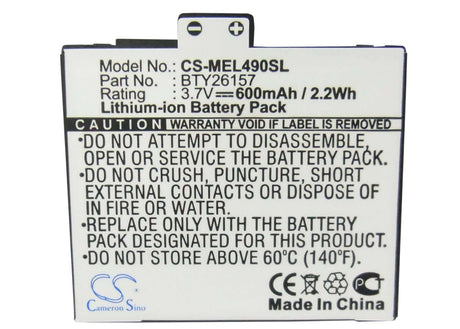 3.7V, Li-ion, 600mAh, SmartPhone battery fits Emporia, Bty26157, Elson El490, 2.22Wh Mobile, SmartPhone Cameron Sino Technology Limited (Smartphone)