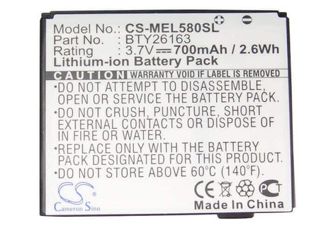 3.7V, Li-ion, 700mAh, SmartPhone battery fits Emporia, Mobistel, Bty26163, Elson El580, 2.59Wh Mobile, SmartPhone Cameron Sino Technology Limited (Smartphone)