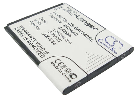 3.7V, Li-ion, 940mAh, SmartPhone battery fits Emporia, Ak-v34, Glam, V34, 3.48Wh Mobile, SmartPhone Cameron Sino Technology Limited (Suspended)