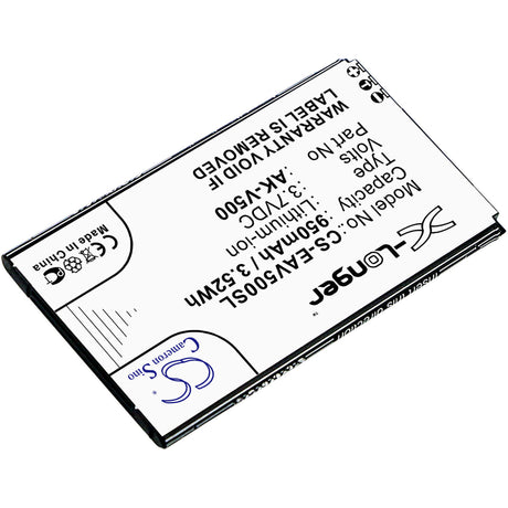 3.7V, Li-ion, 950mAh, SmartPhone battery fits Emporia, Ak-v500, Prime, Prime V500, 3.52Wh Mobile, SmartPhone Cameron Sino Technology Limited (Smartphone)