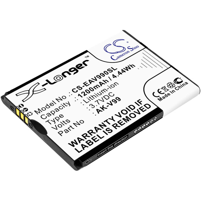 3.7V, Li-ion, 1200mAh, SmartPhone battery fits Emporia, Ak-v99, Basic V26, Select, 4.44Wh Mobile, SmartPhone Cameron Sino Technology Limited (Smartphone)