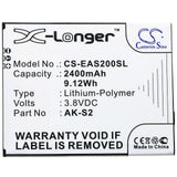 3.8V, Li-Polymer, 2400mAh, SmartPhone battery fits Emporia, Ak-s2, Smart 2, 9.12Wh Mobile, SmartPhone Cameron Sino Technology Limited (Smartphone)