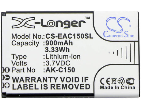 3.7V, Li-ion, 900mAh, SmartPhone battery fits Emporia, Ak-c150, Telme C150, Telme C151, 3.33Wh Mobile, SmartPhone Cameron Sino Technology Limited (Smartphone)