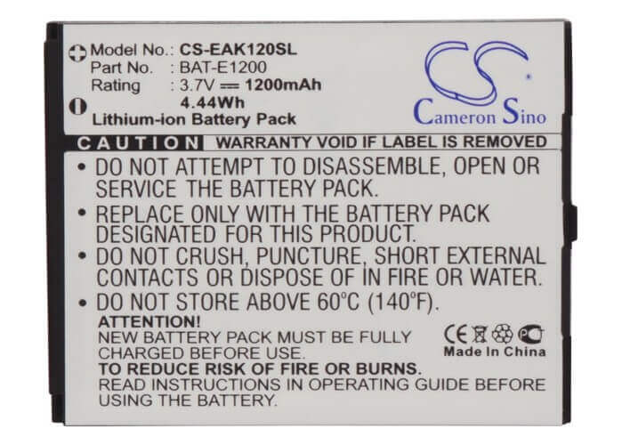 3.7V, Li-ion, 1200mAh, SmartPhone battery fits Emporia, Ak-e1200, Ak-e1200, Telme E1000, 4.44Wh Mobile, SmartPhone Cameron Sino Technology Limited (Smartphone)