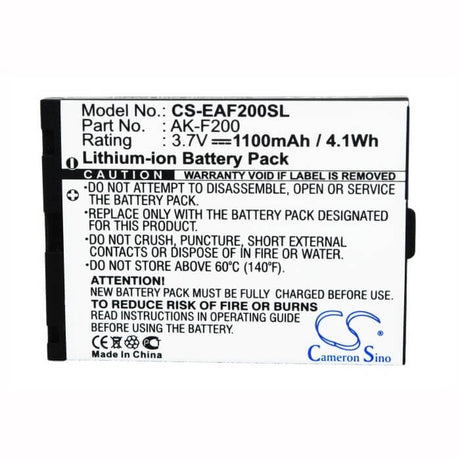 3.7V, Li-ion, 1100mAh, SmartPhone battery fits Emporia, Ak-f200, F200, F210, 4.07Wh Mobile, SmartPhone Cameron Sino Technology Limited (Suspended)