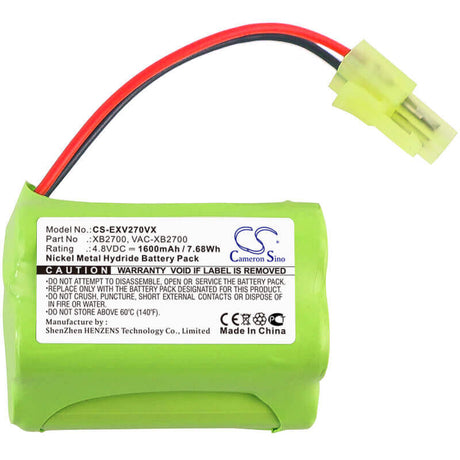 4.8V, Ni-MH, 1600mAh, Vacuum battery fits Shark, Euro Pro, V2700z, Xb2700, 7.68Wh Vacuum Cameron Sino Technology Limited