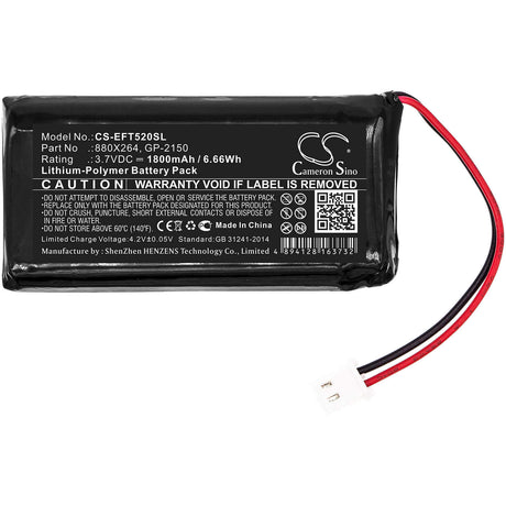 3.7V, Li-Polymer, 1800mAh, Equipment battery fits Exfo, 880x264, FOT-5200, Fot-5200 Cwdm Channel Power An, 6.66Wh Equipment, Survey, Test Cameron Sino Technology Limited