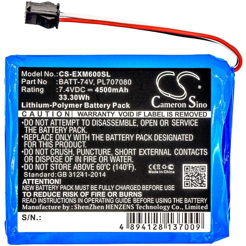 7.4V, Li-Polymer, 4500mAh, Equipment battery fits Extech, Batt-74v, MS6000, Ms6000 Oscilloscopes, 33.3Wh Equipment, Survey, Test Cameron Sino Technology Limited